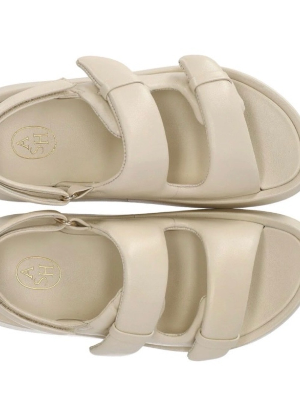 ASH women size 7 Cream Double-Strap Padded Sandals